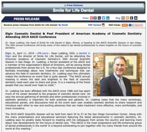 Elgin cosmetic dentist Dean Lodding, DDS is heading to the AACD’s 35th Scientific Session