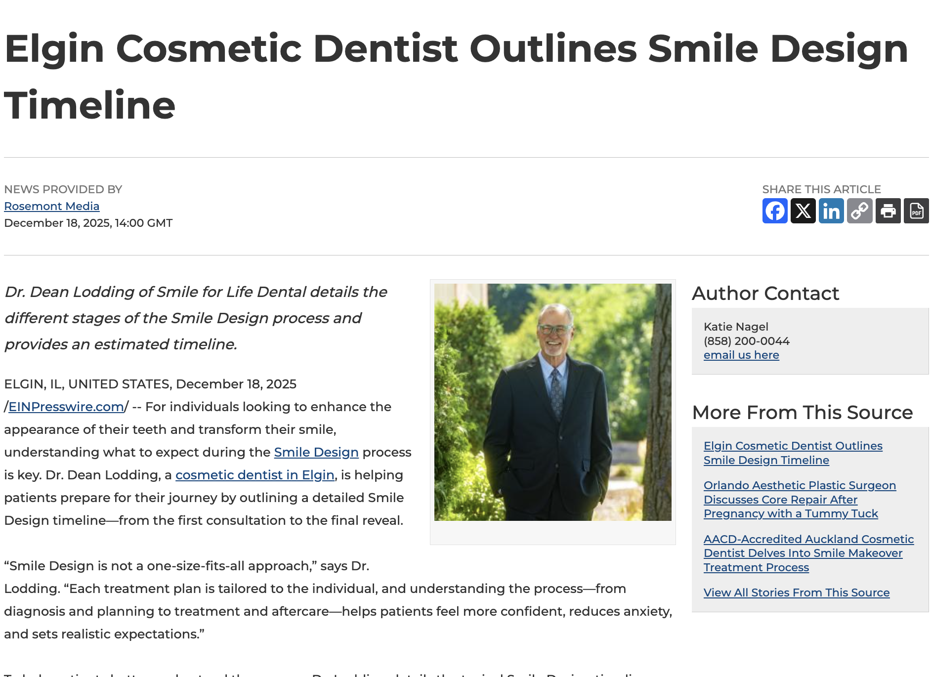 Elgin cosmetic dentist Dean Lodding, DDS details different stages of the Smile Design timeline.