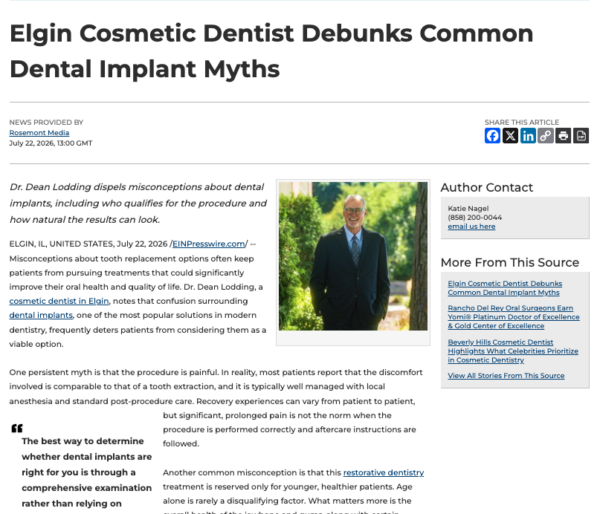 Elgin dentist Dean Lodding, DDS debunks common misconceptions surrounding dental implants